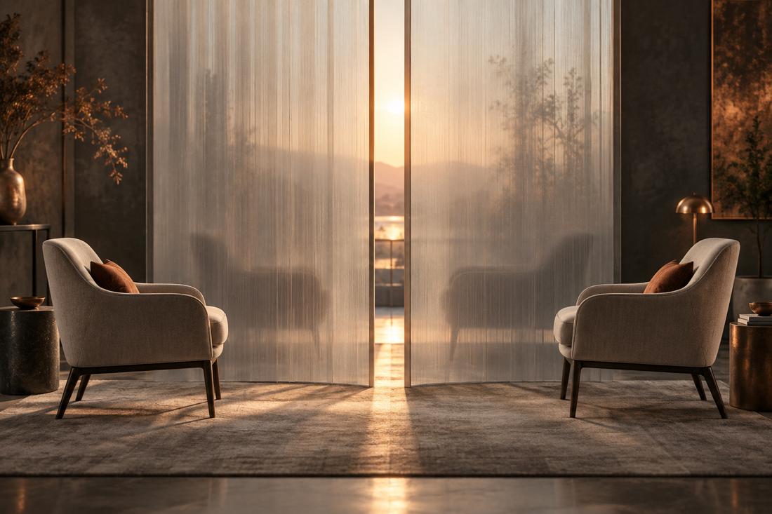 Two chairs separated by a translucent curtain, symbolizing emotional shutdown during conflict