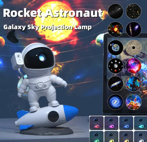 Rocket Astronaut Galaxy Projector Lamp