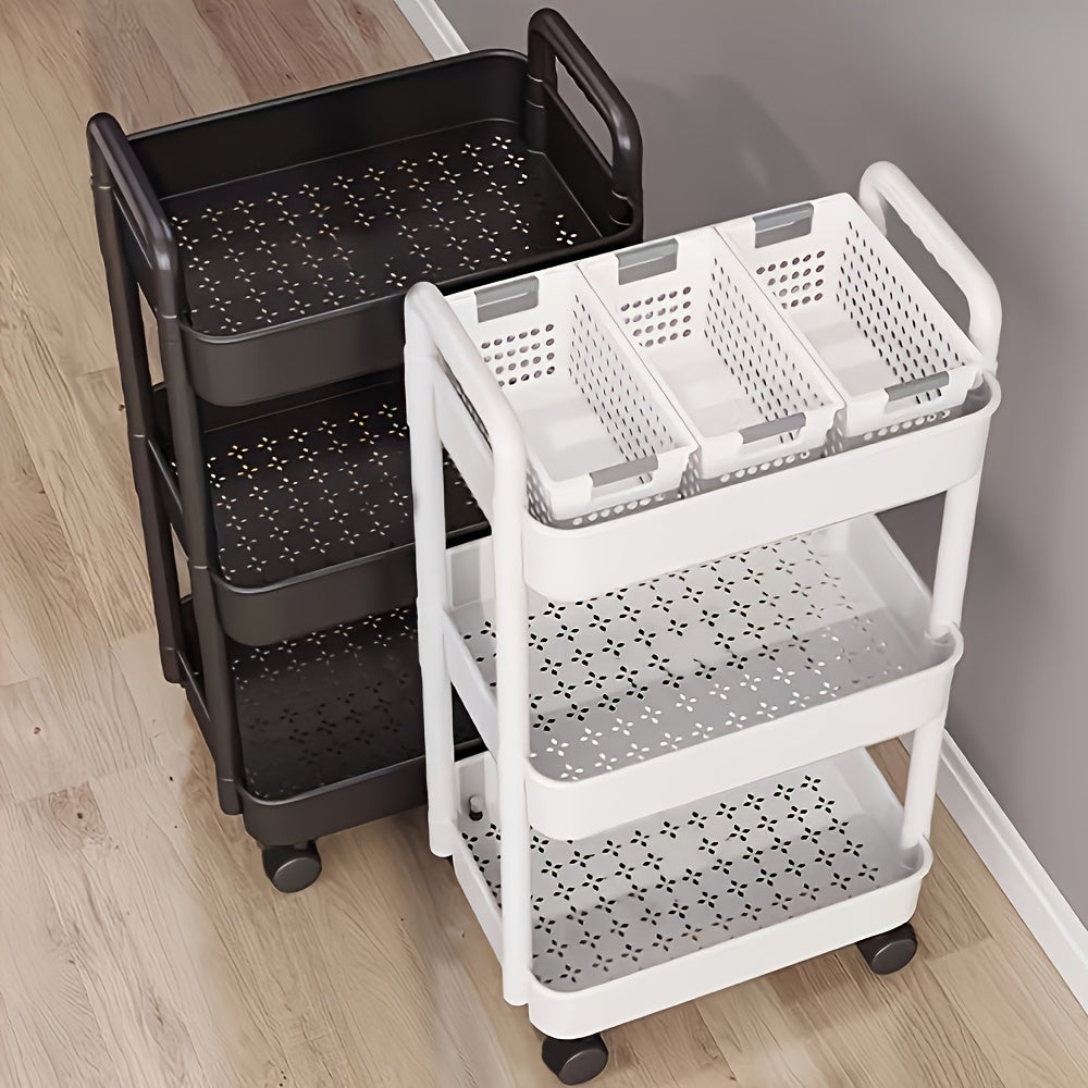 MultiLayer Durable Storage Cart MultiLayer Storage Organizer Cart  Durable Plastic Easy to Move Ideal for Kitchen Bathroom Bedroom  White