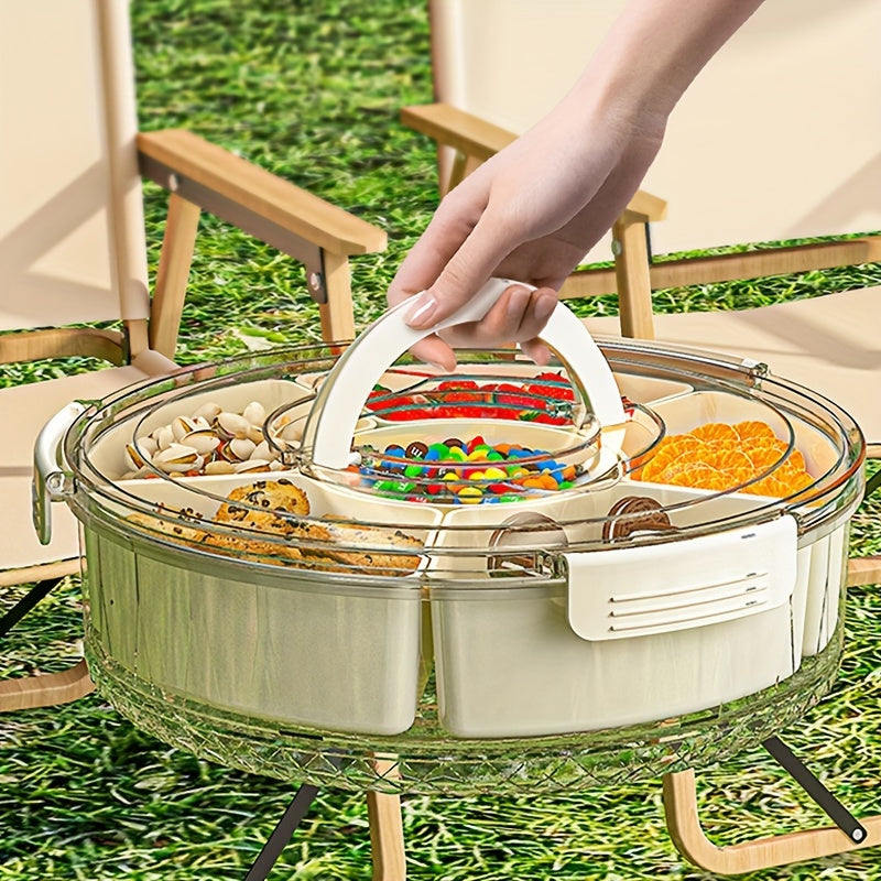Rotating Snack Tray Organizer 1pc Rotating Snack Tray with Lid  Round Plastic Food Storage Organizer  Ideal for Home Parties Weddings and Holidays