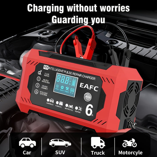 Smart Car Battery Charger 12V 6A Smart Car Battery Charger  Trickle Charger and Maintainer for 12V 24V Lead Acid Battery